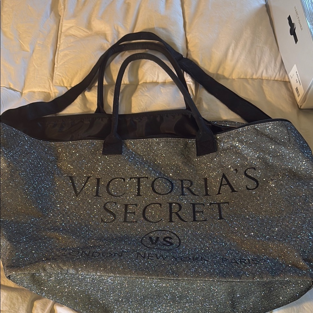 Victoria's Secret Silver and Black Glamorous Tote
